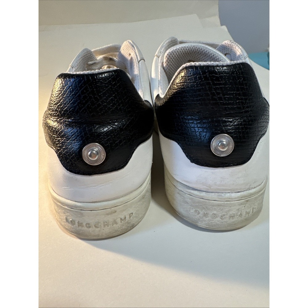 Longchamp Men's Leather Sneakers Men's Eu 41 /US 8 White / Black Original - Picture 5 of 5